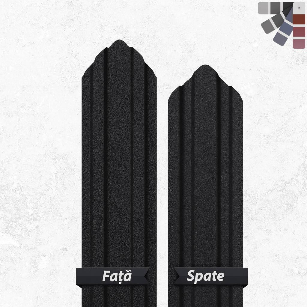 Sipca metalica ascutita gard fata-spate Negru Mat