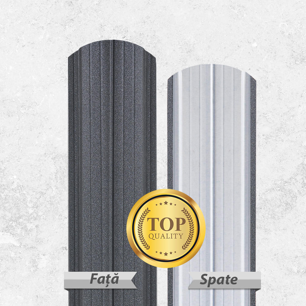 Sipca metalica semirotunda gard, Gri Mat, Top Quality