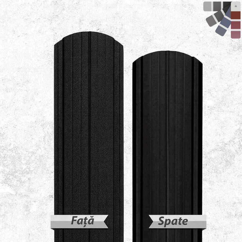 Sipca metalica semirotunda gard, Negru Mat